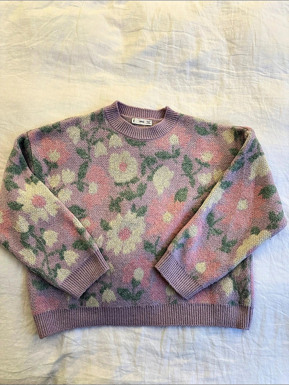 Mango Floral Crew Neck Sweater